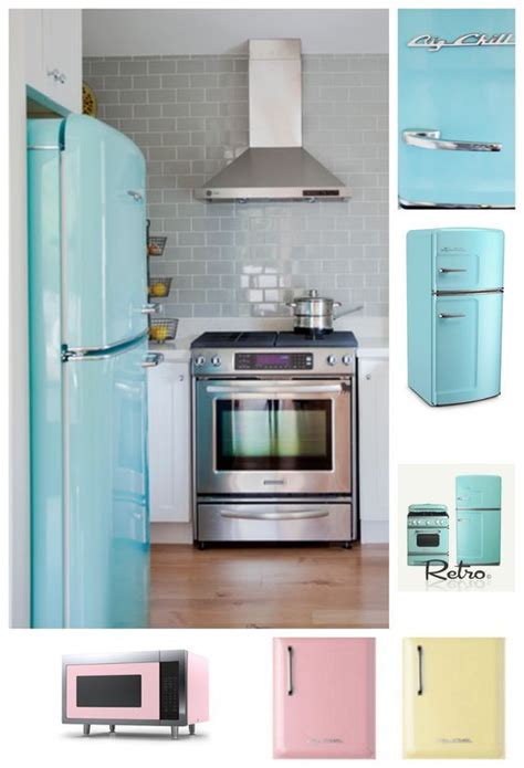 The Kitchen Is Painted In Pastel Colors And Has An Old Fashioned Stove