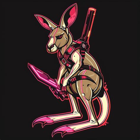 Premium Photo | A cartoon of a kangaroo with a gun on his back