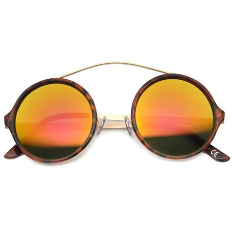 Retro High Cross Bar Revo Lens Round Sunglasses Zerouv