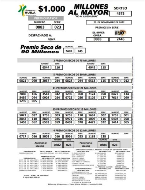 Loter A De La Cruz Roja Y Del Huila Del De Noviembre Resultados De