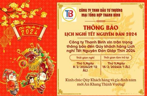 Thông báo lịch nghỉ Tết Nguyên Đán 2024