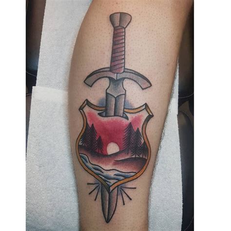 Sword And Shield Tattoo