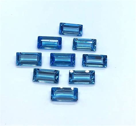 Blue Topaz Baguette Natural Swiss Cut Faceted AAA 100 Loose Gemstone