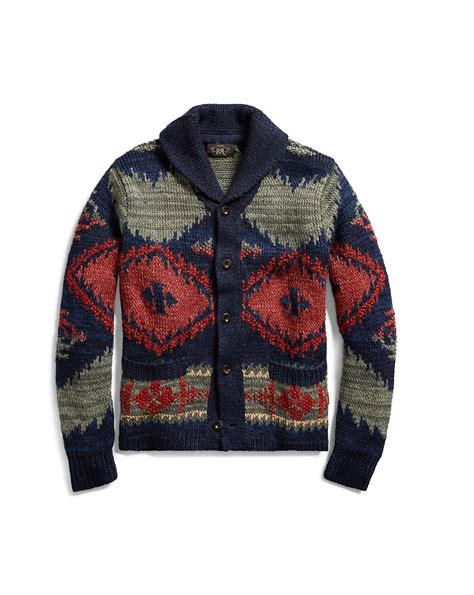 Ralph Lauren Rrl Hand Knit Linen Blend Cardigan In Multi ModeSens