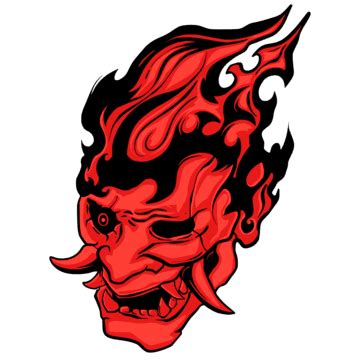 Oni Mask Vector Illustration Oni Mask Oni Mask Mascot Skull PNG And