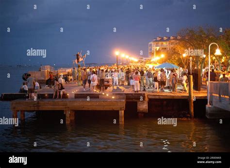 Pier Filled With Spectators At The Daily Sunset Ce Mallory Square Key