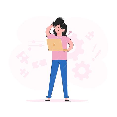 Premium Vector | Confused girl holding a laptop trend illustration good