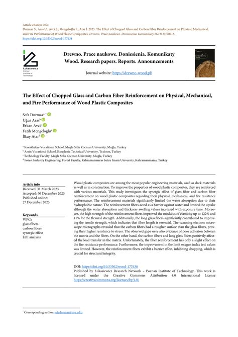 Pdf The Effect Of Chopped Glass And Carbon Fiber Reinforcement On