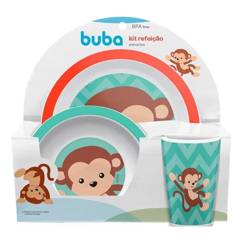 Kit Refeição Para Introdução Alimentar Bebê Animal Fun Macaco Copo