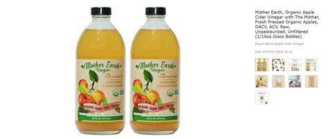 Mother Earth Organic Apple Cider Vinegar With The Mother 216oz Glass Bottles Ebay