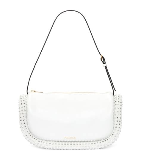 Womens JW Anderson White Crystal Embellished Bumper 15 Shoulder Bag