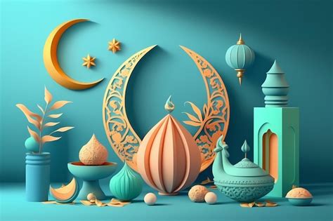 Premium Photo Ramadan Kareem Celebration Decoration 3d Render