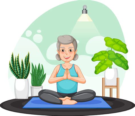 Senior woman doing yoga 13426887 Vector Art at Vecteezy