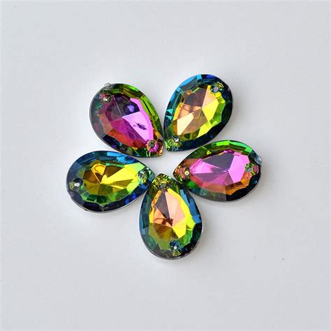 Amazon 13x18mm 18x25mm Sewing AB Color Drop Rhinestones Sew On