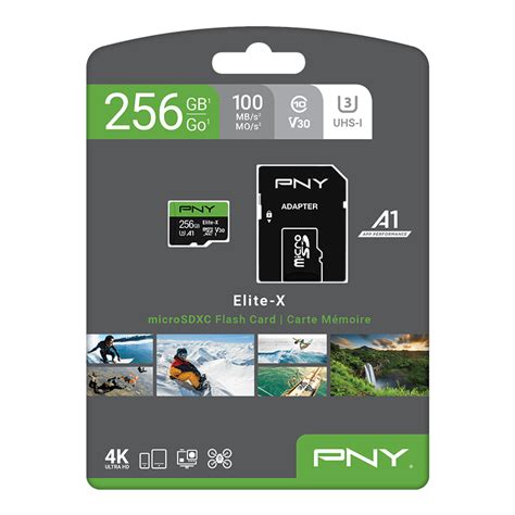 PNY 256GB Elite X Class 10 U3 V30 SDXC Flash Memory Card 100MB S