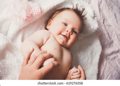 Naked Newborn Baby Sleeping Basket View Stock Photo Edit Now