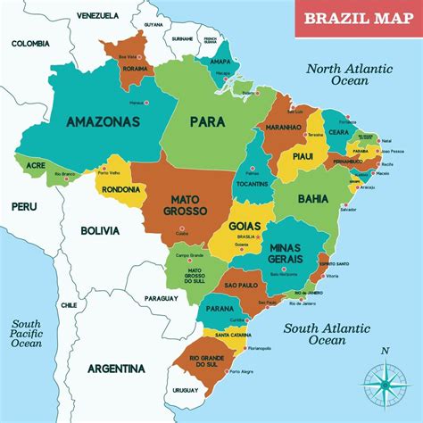 Brazil Map with Surrounding Border 20548454 Vector Art at Vecteezy