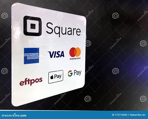 Square Device Sticker in a Retail Store Editorial Image - Image of ...