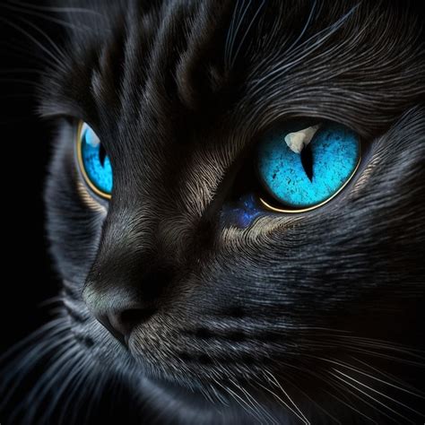 Premium Ai Image A Black Cat With Blue Eyes