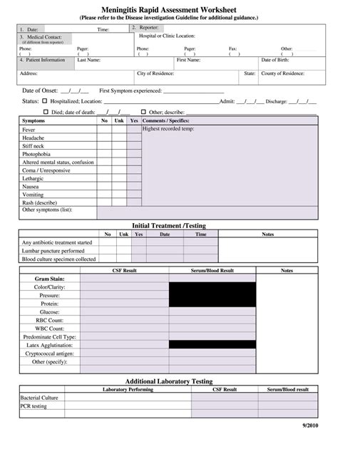 Meningitis Worksheet Fill Online Printable Fillable Blank PdfFiller