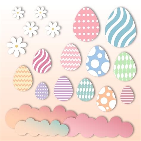 Premium Vector Templates For Easter Holiday Of Eggs Flowers Clouds