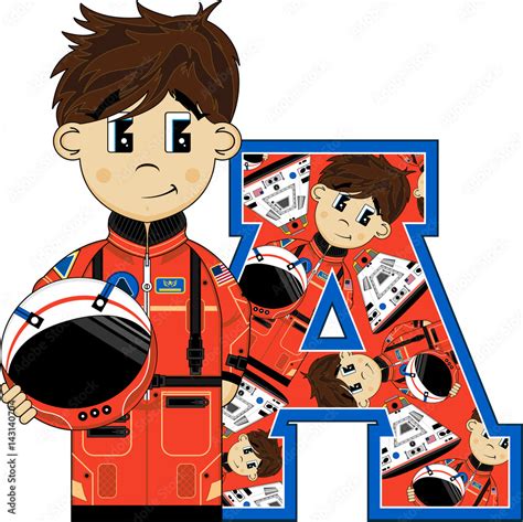 A is for Astronaut Alphabet Learning Illustration Stock Vector | Adobe ...