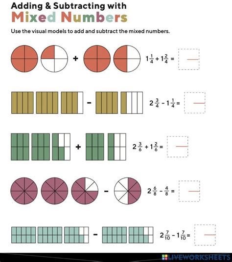 Add And Subtract Mixed Number Worksheet Live Worksheets Worksheets