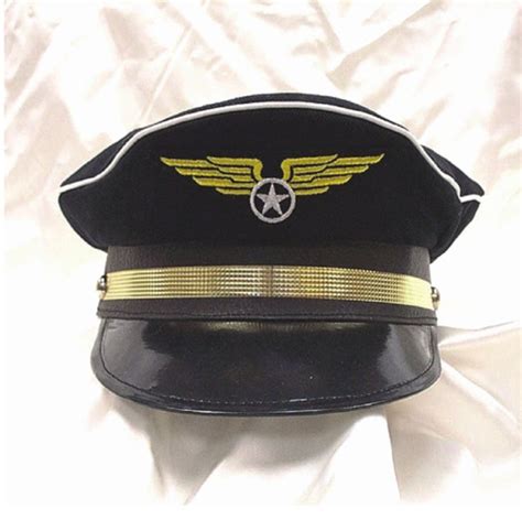 NAVY BLUE PILOT CAPTAIN HAT CAP AVIATOR AIRPLANE AIR FORCE AIRLINE COSTUME HAT | eBay