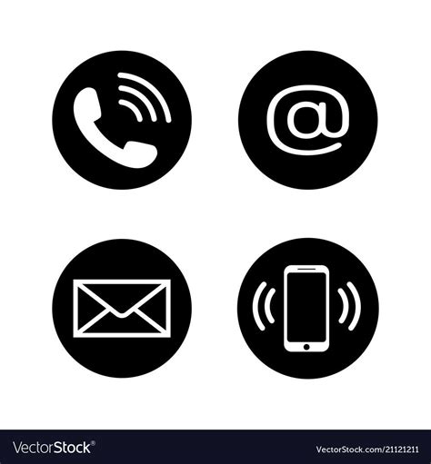 Contact Icons In Flat Style Telephone Mail Mobile Phone Email Icon