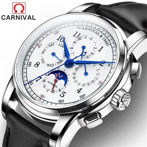 Carnival Brand Military Watch Fashion Luxury Waterproof Moon Phase