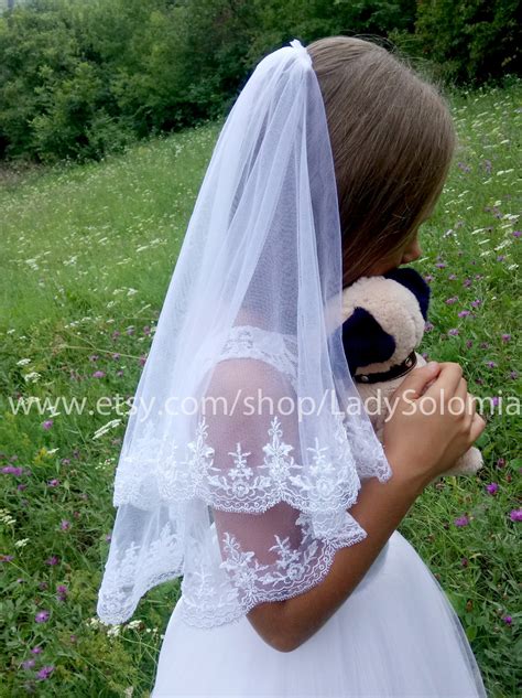 Holy Communion Veil First Communion Veil 2 Tier Beaded Girls Etsy