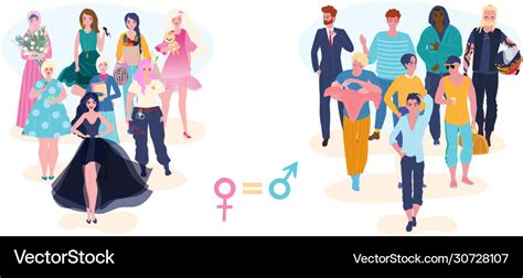 Gender Equality Male And Female Equal Rights Vector Image