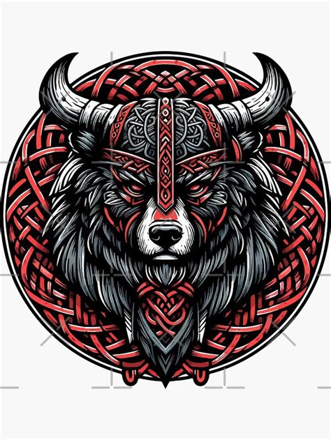 Red And Black Bear Berserker Norse Viking Warrior Sticker For Sale By