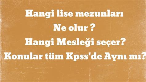 Düz Anadolu Fen ve Meslek Liseleri KPSS ile hangi meslekleri