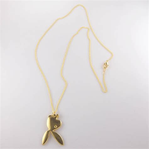 Playboy 18k Gold Playboi Carti Upside Down Bunny Necklace 20 18 Thin