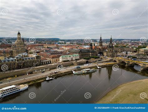 Amazing Dresden Aerial View Along River Elbe Stock Image - Image of ...