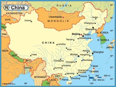 China map with cities - TravelsFinders.Com