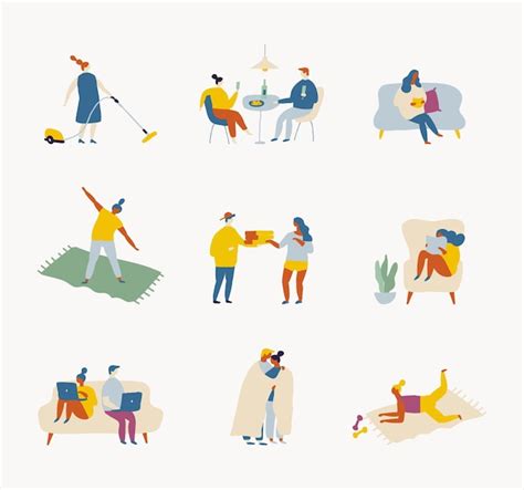 Premium Vector People Spending Time At Home Flat Vector Illustration