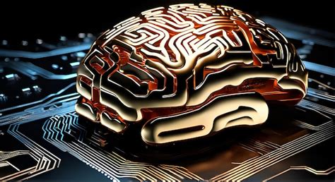 Premium AI Image A Golden Brain Is Shown On A Circuit Board For