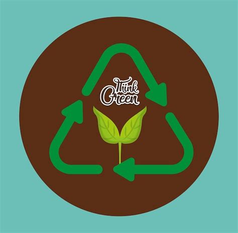 Signo De Reciclaje Con Planta Verde Vector Premium