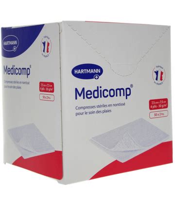 Hartmann Medicomp Compresses en Non Tissé Stériles 7 5 x 7 5 cm 50 x 2