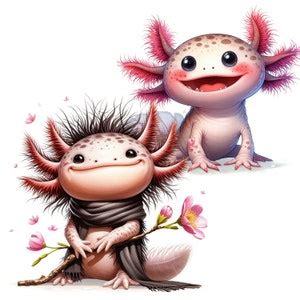 Images of Funny Amphibians, Funny Axolotl, Illustrations for Printing ...