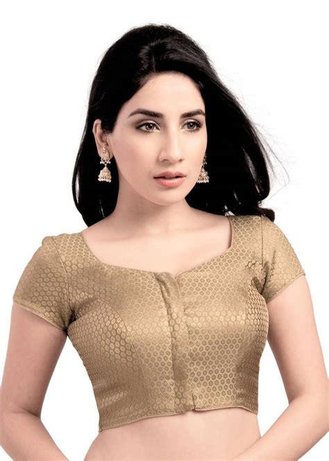 Buy 81 Gold Readymade Padded Princess Cut Blouse Online