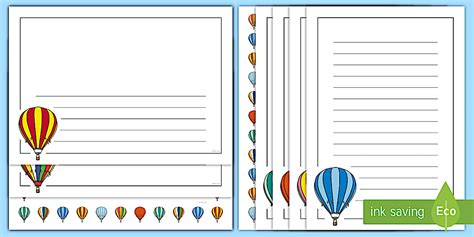 Editable Hot Air Balloon Page Border Pack Professor Feito