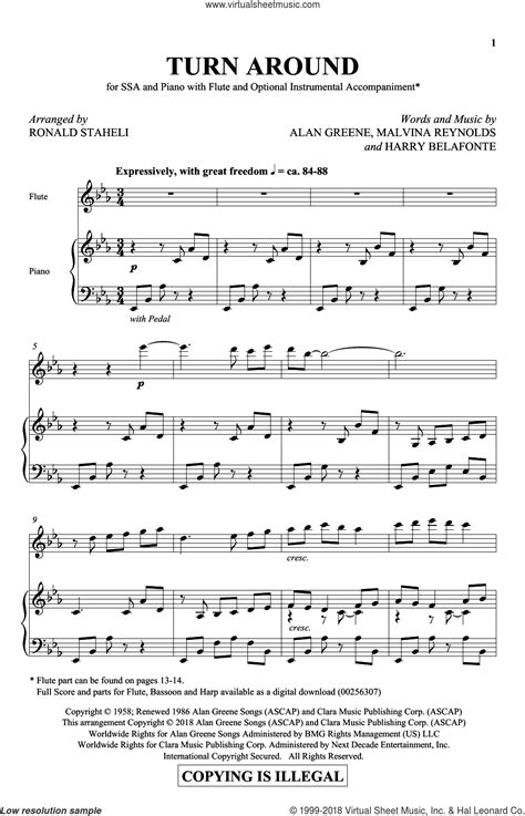 Turn Around Sheet Music For Choir SSA Soprano Alto PDF