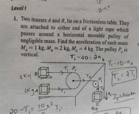 Levell Two Masses A And B Lie On A Frictionless Table They Are Attac