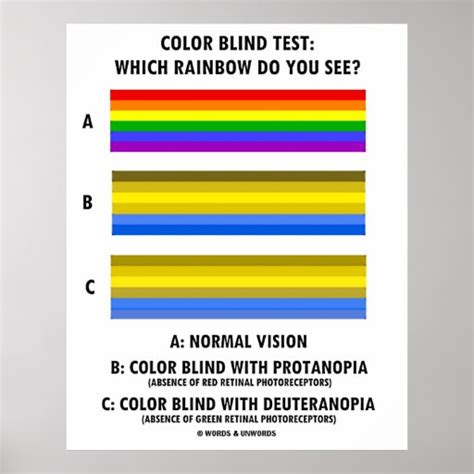 Color Blind Test Which Rainbow Do You See? Posters | Zazzle