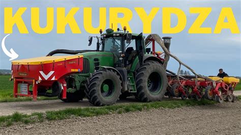 Siew kukurydzy 2023John Deere 7430 w błocie Agro Usługi Kępa