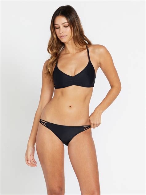 Simply Solid V Neck Bikini Top Black Volcom Us