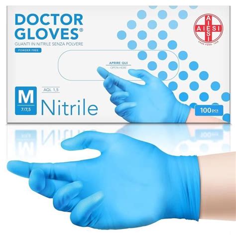 Gants Jetables En Nitrile Bleu Non Poudrés Usage Professionnel Doctor